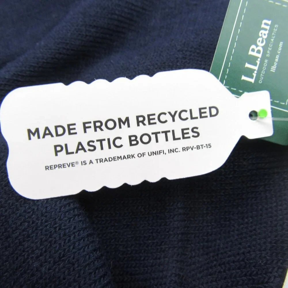 L.L. Bean Pom Beanie Cap Unisex One Size Fit Navy Multi NEW - Picture 9 of 9